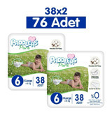 Paddlers Pure 6 Numara Organik Cırtlı Bebek Bezi 2x76 Adet