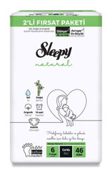 Sleepy Natural 6 Numara Organik Cırtlı Bebek Bezi 46 Adet
