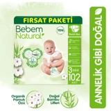 Bebem Natural 3 Numara Cırtlı Bebek Bezi 102 Adet