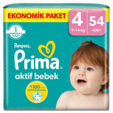 Prima Aktif Bebek 4 Numara Bantlı Bebek Bezi 54 Adet