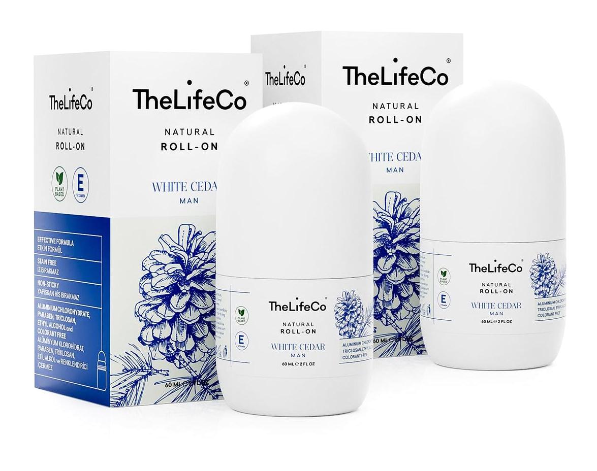 Thelifeco White Cedar Ter Önleyici Organik Antiperspirant Roll-On Erkek Deodorant 2x60 ml