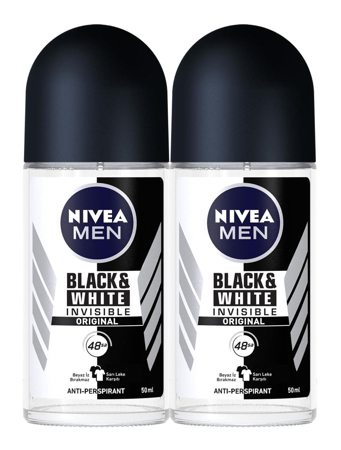 Nivea Black&White İnvisible Pudrasız Ter Önleyici Antiperspirant Roll-On Erkek Deodorant 2x50 ml