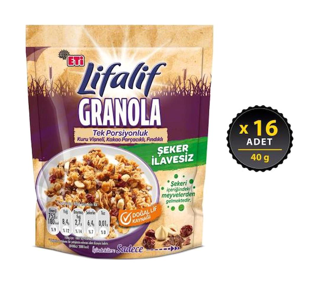 Eti Lifalif Vişneli Kakaolu Fındıklı Granola 16x40 gr