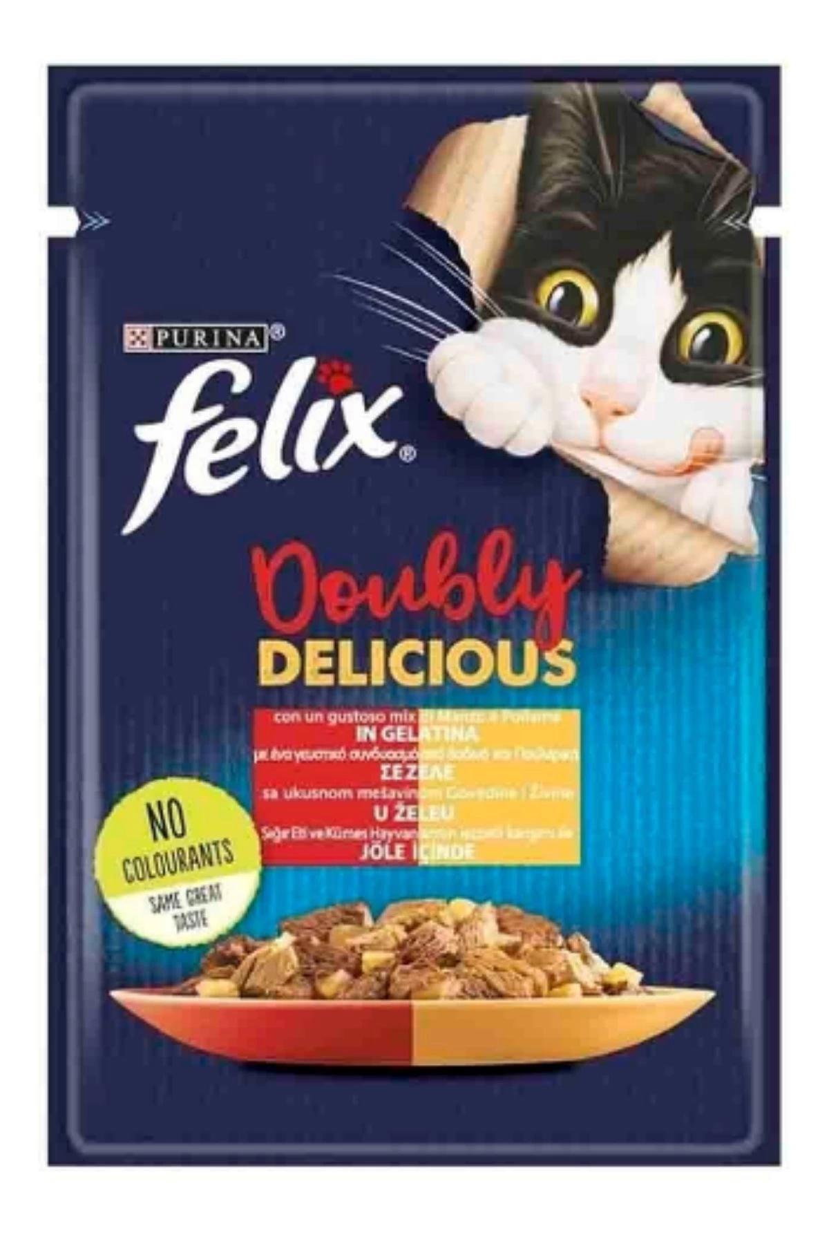 Purina Felix Doubly Delicious Sığır Eti Yetişkin Yaş Kedi Maması 26x85 gr