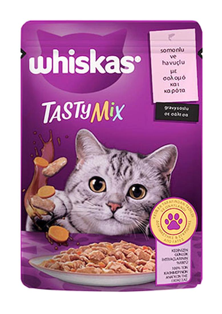 Whiskas Tasty Mix Somonlu Soslu Yetişkin Yaş Kedi Maması 28x85 gr