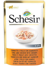 Schesir Karides Tavuk Ton Balığı Jöleli Yetişkin Yaş Kedi Maması 85 gr