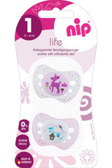 Nip Life 0-6 Ay Ortodontik Yenidoğan Damaklı Silikon Emzik Mor