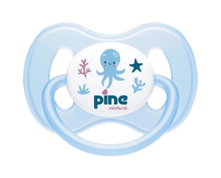 Pine Smart 0-6 Ay Delikli Ortodontik Yenidoğan Kiraz Uçlu Damaklı Silikon Emzik Beyaz Mavi
