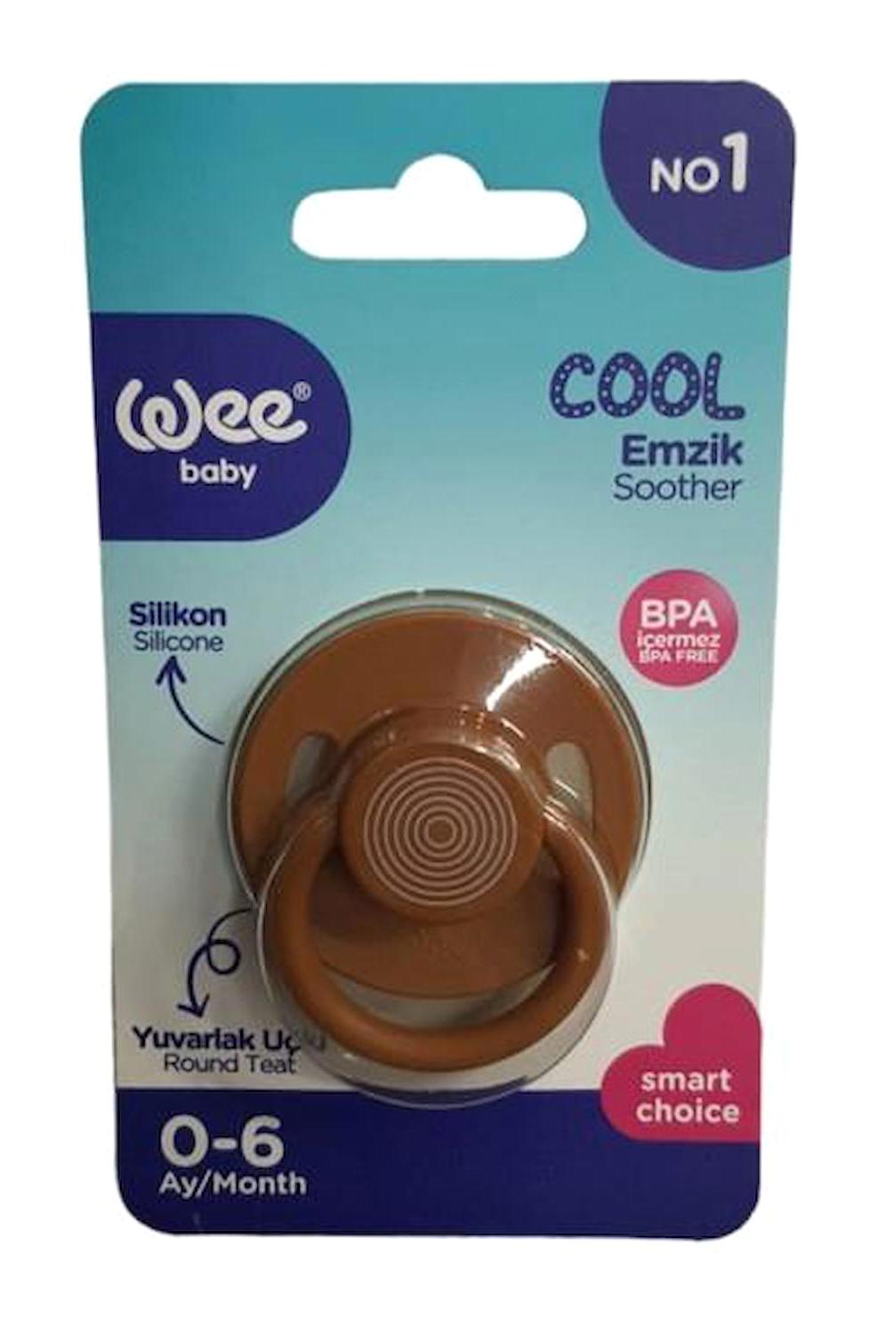 Wee Baby Cool 0-6 Ay Ortodontik Yenidoğan Kiraz Uçlu Silikon Emzik Kahverengi