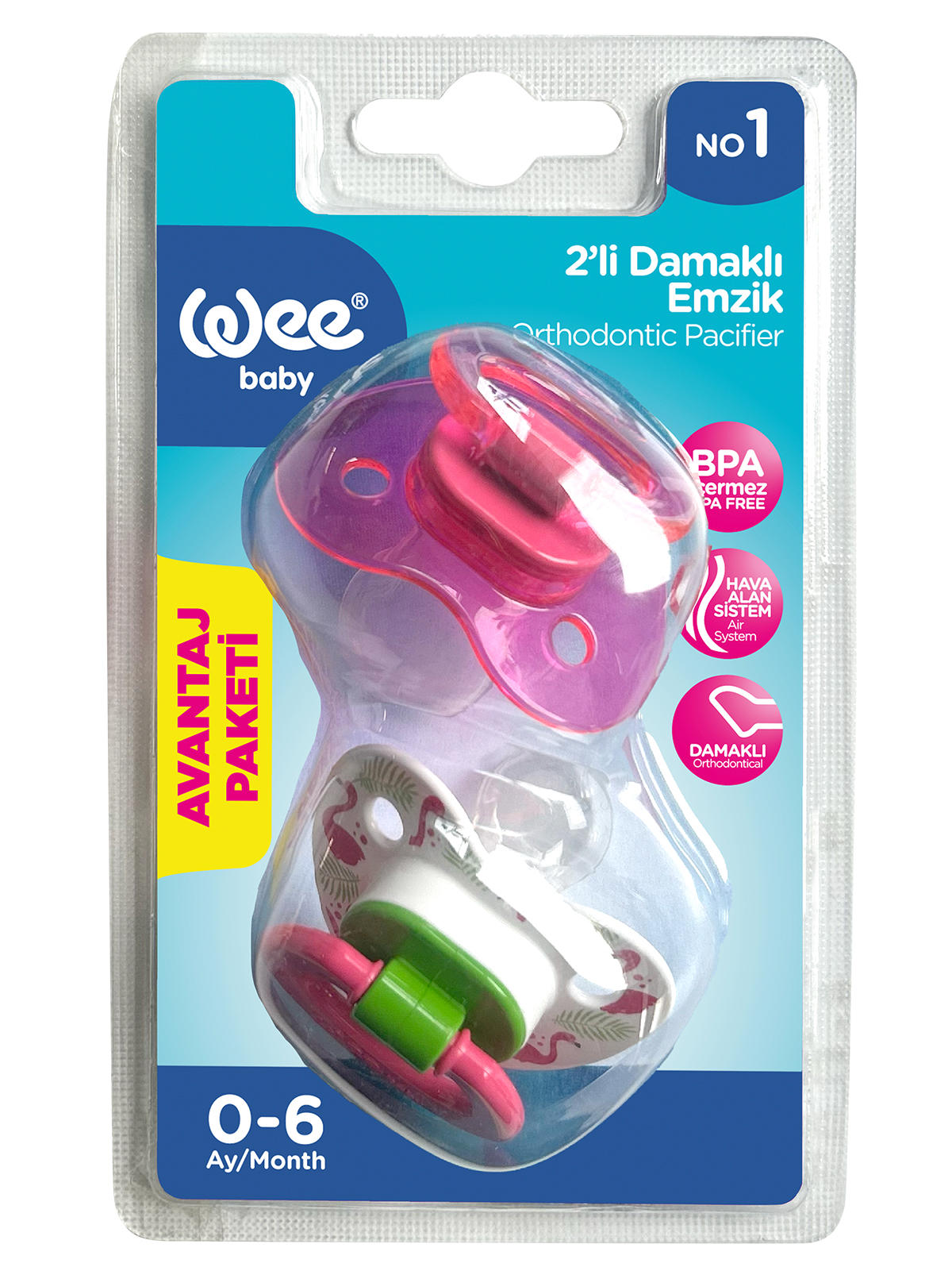 Wee Baby 0-6 Ay Ortodontik Yenidoğan Kiraz Uçlu Damaklı Silikon Emzik Çok Renkli