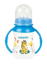 Bebedor Silikon Kulplu 3+ Ay Desenli Mavi Biberon 125 ml