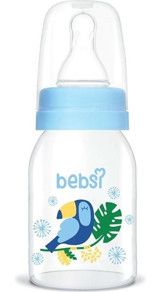 Bebsi 243 Klasik Silikon Yenidoğan Yavaş Akışlı 0+ Ay Desenli Mavi Biberon 125 ml