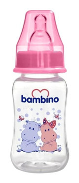 Bambino Silikon Yenidoğan Yavaş Akışlı 0-6 Ay Desenli Pembe Biberon 150 ml