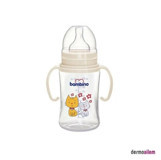 Bambino Silikon Yenidoğan Yavaş Akışlı Kulplu 0-6 Ay Desenli Krem Biberon 250 ml