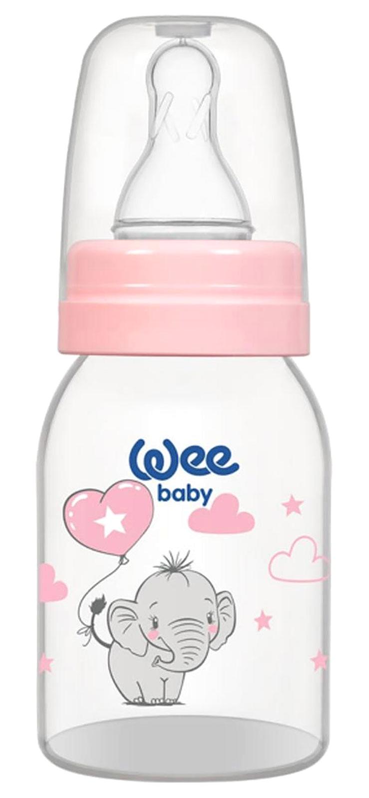 Wee Baby 851 Klasik Silikon Yenidoğan Yavaş Akışlı 0-6 Ay Desenli Pembe Biberon 125 ml