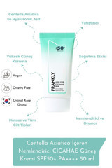 Frankly 50 Faktör Tüm Ciltler İçin Nemlendirici Suya Dayanıklı Yüz Güneş Kremi 50 ml
