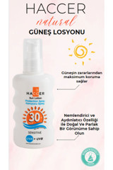 Haccer 30 Faktör Tüm Ciltler İçin Nemlendirici Suya Dayanıklı Yüz ve Vücut Güneş Losyonu 200 ml