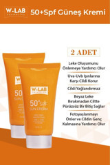 W-Lab Kozmetik 50 Faktör Tüm Ciltler İçin Nemlendirici Suya Dayanıklı Yüz Güneş Kremi 2x50 ml