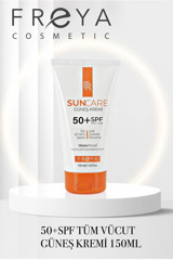 Freya Sun Care 50 Faktör Yağlı Ciltler İçin Leke Karşıtı Nemlendirici Suya Dayanıklı Yüz ve Vücut Güneş Kremi 150 ml
