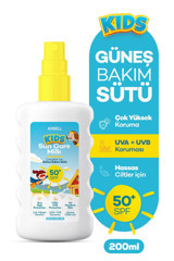 Axwell Kids 50 Faktör Tüm Ciltler İçin Leke Karşıtı Nemlendirici Yağsız Suya Dayanıklı Yüz Güneş Sütü 200 ml