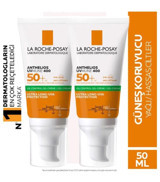 La Roche Posay Anthelios Anti Shine Dry Touch Finish Mattifing Effect 50 Faktör Tüm Ciltler İçin Leke Karşıtı Nemlendirici Yağsız Suya Dayanıklı Yüz ve Vücut Güneş Kremi 2x50 ml