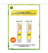 Garnier C Vitamini 50 Faktör Tüm Ciltler İçin Leke Karşıtı Nemlendirici Yağsız Suya Dayanıklı Yüz ve Vücut Güneş Kremi 2x40 ml