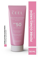The Ceel Renkli 50 Faktör Tüm Ciltler İçin Leke Karşıtı Nemlendirici Yağsız Suya Dayanıklı Yüz ve Vücut Güneş Kremi 50 ml