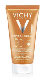 Vichy Capital Soleil Renkli 50 Faktör Tüm Ciltler İçin Nemlendirici Kapatıcılı Suya Dayanıklı Yüz Güneş Kremi 50 ml
