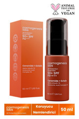 Cosmogenesis Labs 50 Faktör Tüm Ciltler İçin Leke Karşıtı Nemlendirici Yağsız Suya Dayanıklı Yüz Güneş Kremi 50 ml