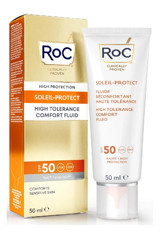 Roc Tolerance Comfort Fluid 50 Faktör Hassas Ciltler İçin Leke Karşıtı Nemlendirici Yaşlanma Karşıtı Yağsız Suya Dayanıklı Yüz Güneş Kremi 50 ml
