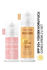 Valeria Massimo 50 Faktör Tüm Ciltler İçin Leke Karşıtı Nemlendirici Yağsız Suya Dayanıklı Yüz ve Vücut Güneş Kremi 50 ml