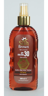 Sun Brown 30 Faktör Tüm Ciltler İçin Leke Karşıtı Nemlendirici Yağsız Suya Dayanıklı Yüz ve Vücut Güneş Kremi 200 ml
