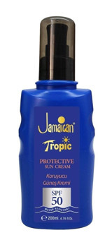 Jamaican Tropic Tropic 50 Faktör Tüm Ciltler İçin Nemlendirici Suya Dayanıklı Yüz ve Vücut Güneş Kremi 200 ml