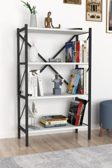 Bofigo 4 Raflı Suntalam 120 cm Beyaz Kitaplık