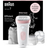 Braun 7 7-060 Koltuk Altı Genital Bölge Bacak İçin 40 Cımbızlı Kablosuz Işıklı Epilasyon Cihazı Beyaz-Pembe