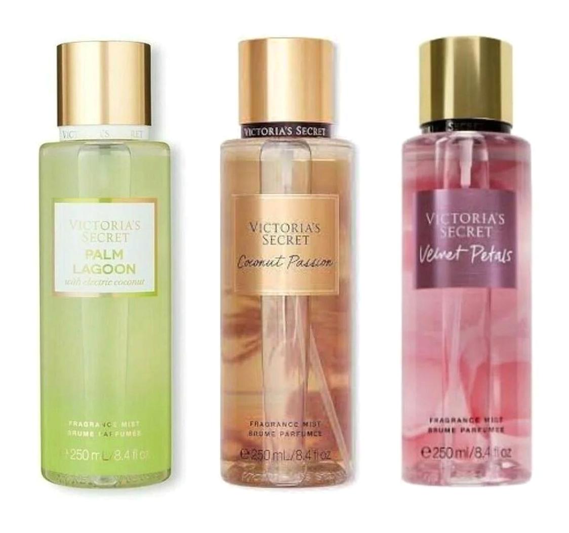Victoria's Secret Palm Lagoon-Coconut Passion-Velvet Petals Çiçeksi Kadın Vücut Spreyi 3x250 ml