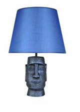 Qdec Moai Kumaş Başlıklı Lacivert Metal Ayaklı Abajur