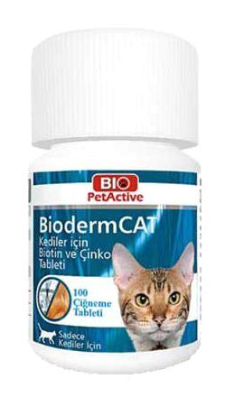 Bio PetActive BioDerm Cat B Vitamini D Vitamini Tüy Dökme Yetişkin-Yavru Kedi Vitamini Tablet 100 Adet