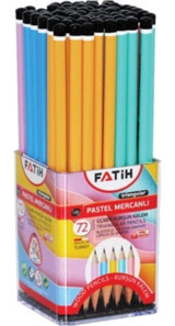 Fatih Pastel 72'li Mercanlı Üçgen HB Siyah Kurşun Kalem Seti