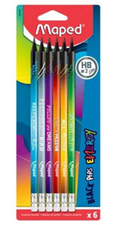 Maped Energy 6'lı Silgili HB Siyah Kurşun Kalem Seti
