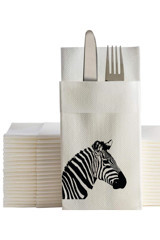 Ake Kağıt Zebra Desenli Cepli Kağıt Peçete 50'li