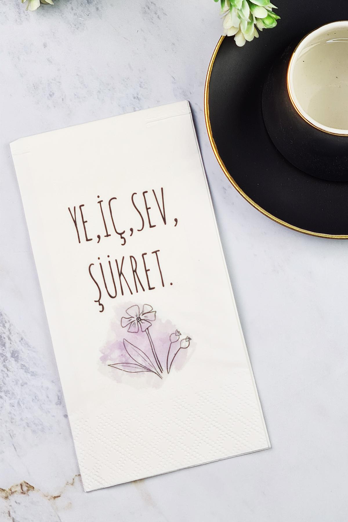Pekshop Ye İç Sev Şükret Desenli Sunum Kağıt Peçete 20'li