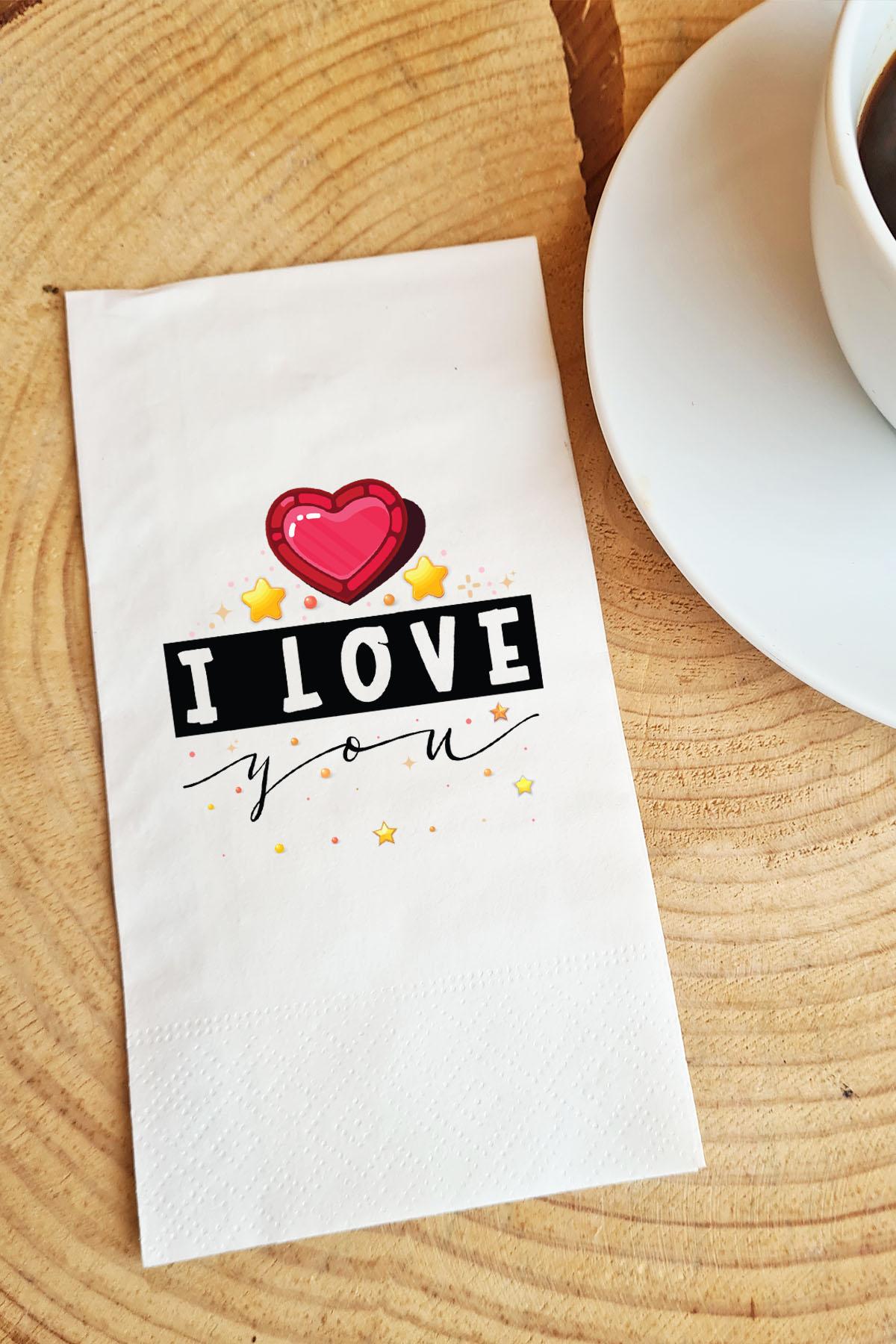 Pekshop I Love You Desenli Sunum Kağıt Peçete 20'li