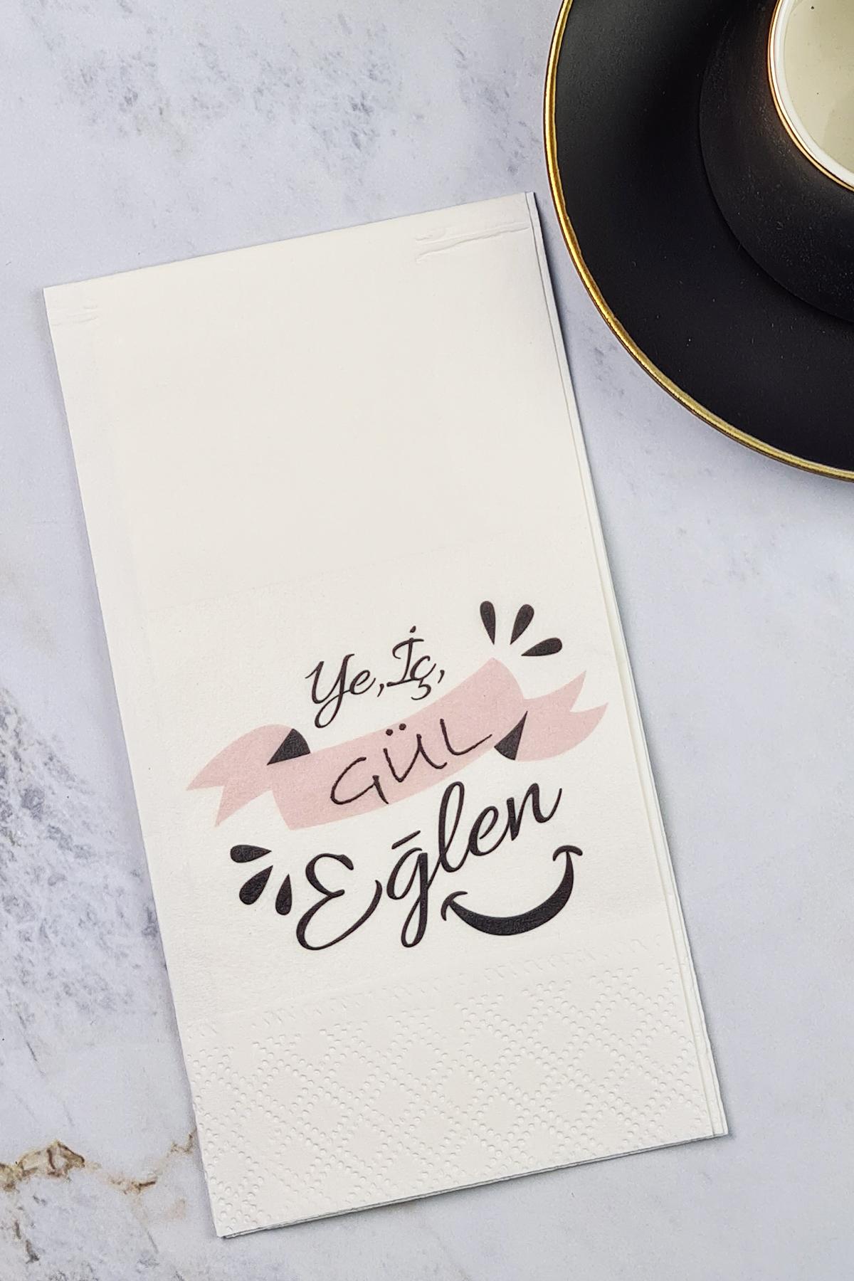 Pekshop Ye İç Gül Eğlen Desenli Sunum Kağıt Peçete 20'li
