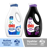 Omo Active Fresh Beyazlar ve Siyahlar İçin 52 Yıkama Sıvı Deterjan 2x1.69 lt