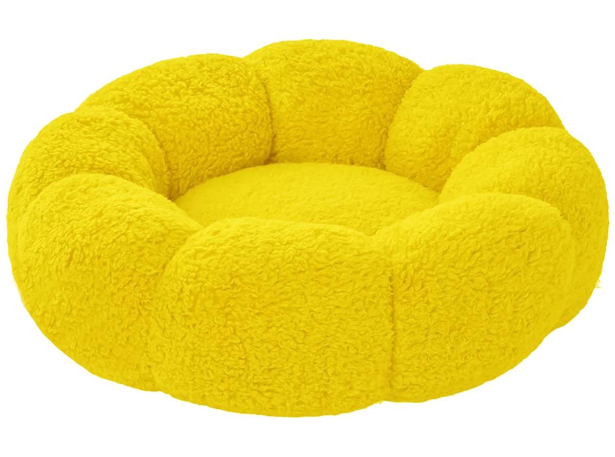 Patiderm Bubble Yıkanabilir Tek Fonksiyonlu 50 cm Simit Kedi Yatağı Sarı