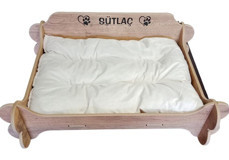 Realwood Ayaklı Tek Fonksiyonlu 50x35 cm Sepet Kedi Yatağı Beyaz-Siyah