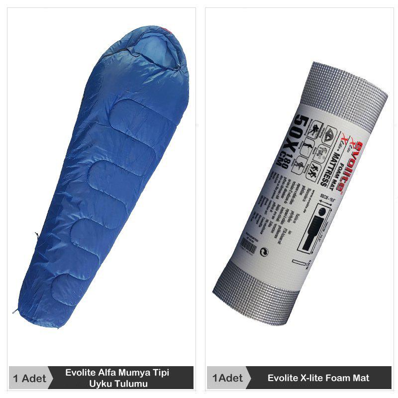 Evolite 0 Derece Polyester 4 Mevsim Kamp Tek Kişilik Yetişkin Uyku Tulumu Mavi