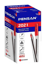 Pensan Üçgen 2021 1.0 mm İğne Uçlu Kırmızı 50'li Tükenmez Kalem