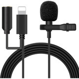 Powermaster JH-041-A Lightning Kablolu Yayıncı Yaka Mikrofonu Siyah